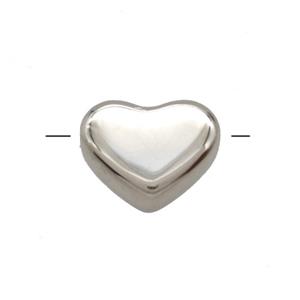 Copper Heart Beads Platinum Plated, approx 12-14.5mm