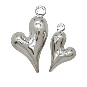 Copper Heart Pendant Platinum Plated, approx 20-26mm