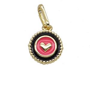 Copper Heart Pendant Black Red Enamel Gold Plated, approx 11mm