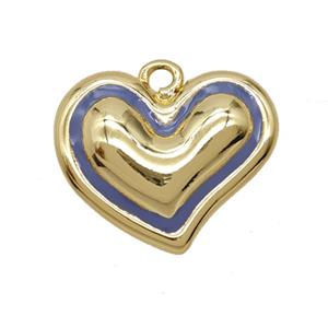 Copper Heart Pendant Lavender Enamel Gold Plated, approx 30mm