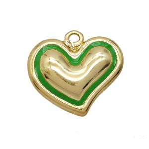 Copper Heart Pendant Green Enamel Gold Plated, approx 30mm