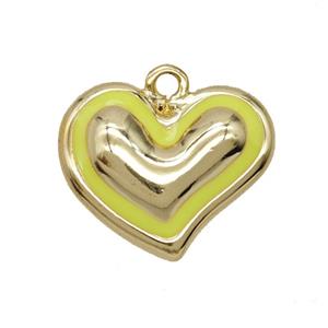 Copper Heart Pendant Yellow Enamel Gold Plated, approx 30mm