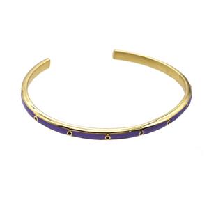 Copper Bangle Lavender Enamel Gold Plated, approx 4mm, 45-55mm dia