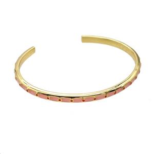 Copper Bangle Pink Enamel Gold Plated, approx 4mm, 45-55mm dia