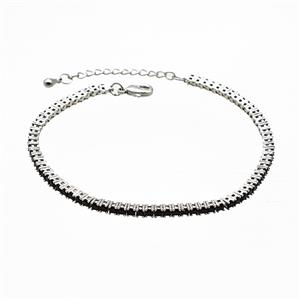 Copper Bracelet Pave Crystal Glass Platinum Plated, approx 2mm, 17-22cm length