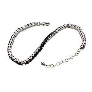 Copper Bracelet Pave Crystal Glass Platinum Plated, approx 3mm, 17-22cm length