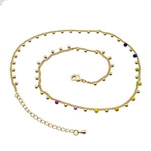Copper Necklace Chain Enamel Ball Gold Plated, approx 2.5mm, 39-44cm length