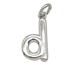 Copper Letter-d Pendant Platinum Plated, approx 12-22mm