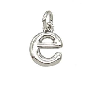 Copper Letter-e Pendant Platinum Plated, approx 12-22mm