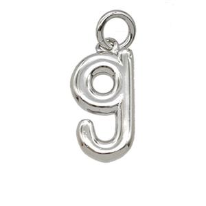 Copper Letter-g Pendant Platinum Plated, approx 12-22mm