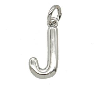 Copper Letter-j Pendant Platinum Plated, approx 12-22mm