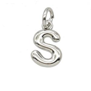 Copper Letter-s Pendant Platinum Plated, approx 12-22mm