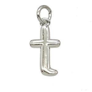 Copper Letter-t Pendant Platinum Plated, approx 12-22mm