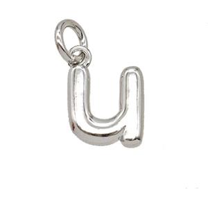 Copper Letter-u Pendant Platinum Plated, approx 12-22mm
