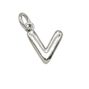 Copper Letter-v Pendant Platinum Plated, approx 12-22mm