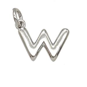 Copper Letter-w Pendant Platinum Plated, approx 12-22mm