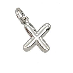 Copper Letter-x Pendant Platinum Plated, approx 12-22mm