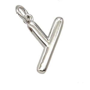 Copper Letter-y Pendant Platinum Plated, approx 12-22mm