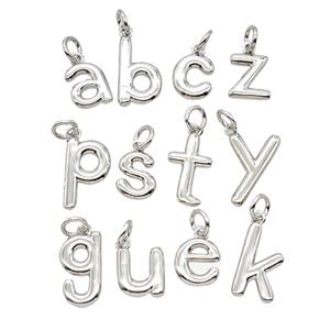 Copper Letter Pendant Platinum Plated Mix Alphabet, approx 12-22mm