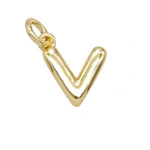 Copper Letter-v Pendant Gold Plated, approx 12-22mm