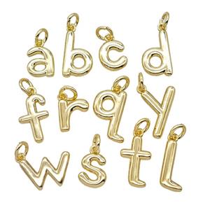 Copper Alphabet Pendant Gold Plated Mixed Letters, approx 12-22mm
