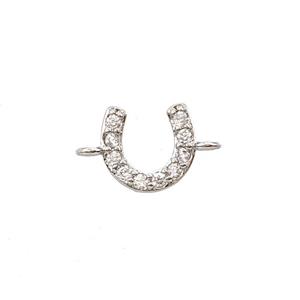 Copper Horse-Shoe Connector Pave Zirconia Platinum Plated, approx 8mm