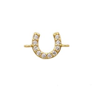 Copper Horse-Shoe Connector Pave Zirconia Gold Plated, approx 8mm