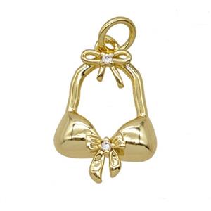 Bra Charms Copper Pendant Pave Zirconia Gold Plated, approx 12-18mm