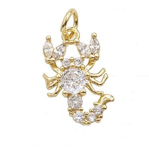 Copper Scorpion Pendant Pave Zirconia Gold Plated, approx 10-15mm