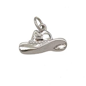 Cowboy Hat Charms Copper Pendant Platinum Plated, approx 8-16mm