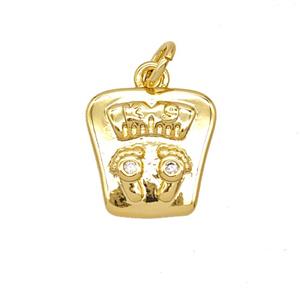 Scales Charms Copper Pendant Pave Zirconia Gold Plated, approx 13mm