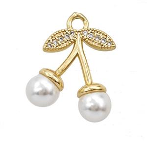 Copper Cherry Pendant Pave Resin Gold Plated, approx 15-18mm