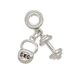 Weightlifting Barbell Charms Copper Pendant Sports Platinum Plated, approx 8mm, 6-14mm, 8mm dia