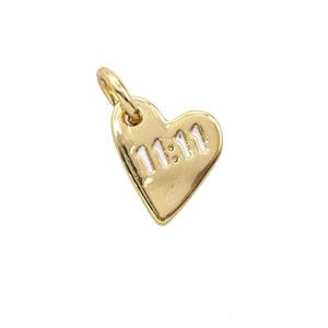 Copper Heart Pendant Double Eleven 11 White Enamel Gold Plated, approx 8-10mm