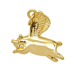 Copper Fliggy Pendant Pig Gold Plated, approx 15-20mm