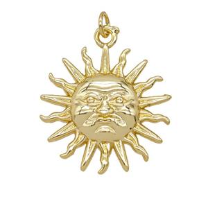 Copper Sun Pendant Gold Plated, approx 25mm