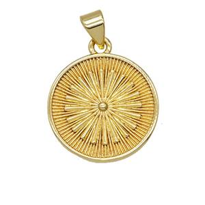 Copper Sun Pendant Gold Plated, approx 18mm