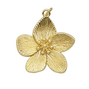 Copper Flower Pendant Gold Plated, approx 30mm