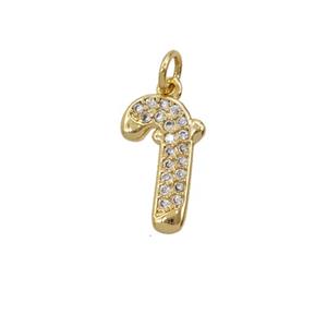 Christmas Candy Charms Copper Pendant Pave Zirconia Gold Plated, approx 7.5-12mm