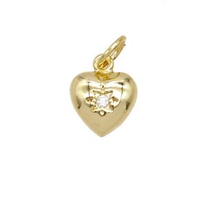 Copper Heart Pendant Pave Zirconia 18K Gold Plated, approx 8.5mm