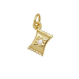 Copper Candy Pendant Pave Zirconia 18K Gold Plated, approx 6-8mm