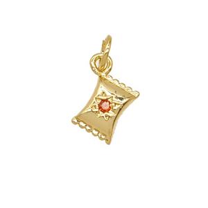 Copper Candy Pendant Pave Zirconia 18K Gold Plated, approx 6-8mm