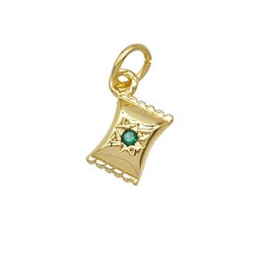 Copper Candy Pendant Pave Zirconia 18K Gold Plated, approx 6-8mm