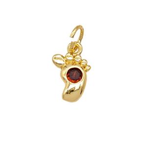 Copper Footprint Pendant Pave Zirconia 18K Gold Plated, approx 7-9mm