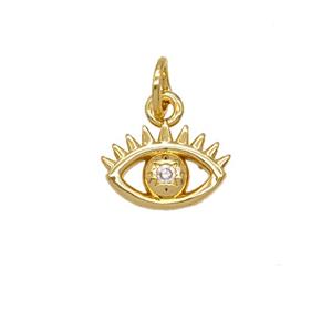 Copper Eye Pendant Pave Zirconia 18K Gold Plated, approx 7-10mm