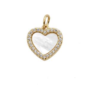 Copper Heart Pendant Pave Zirconia Shell 18K Gold Plated, approx 12mm