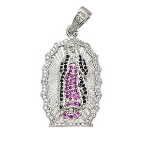 Copper Jesus Pendant Pave Zirconia Platinum Plated, approx 20-28mm