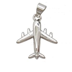 Copper Airplane Pendant Platinum Plated, approx 17mm
