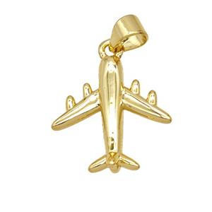 Copper Airplane Pendant 18K Gold Plated, approx 17mm