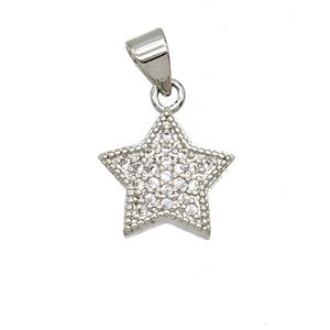 Copper Star Pave Zirconia Platinum Plated, approx 12mm